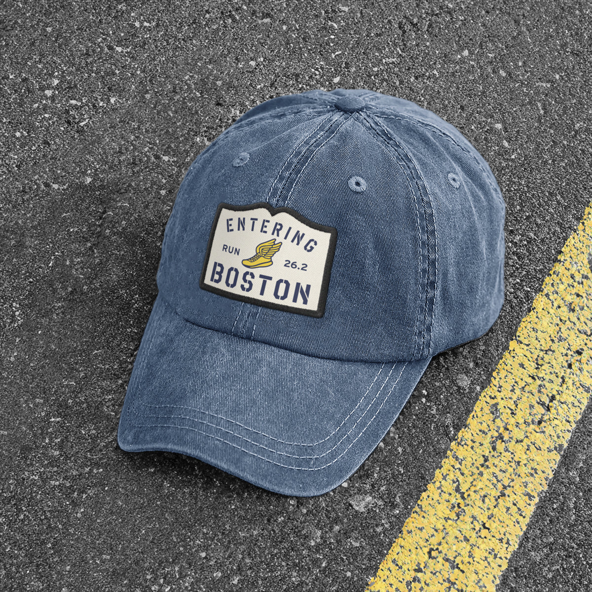 Entering Boston Run 26.2 Washed Dad Hat - Chowdaheadz