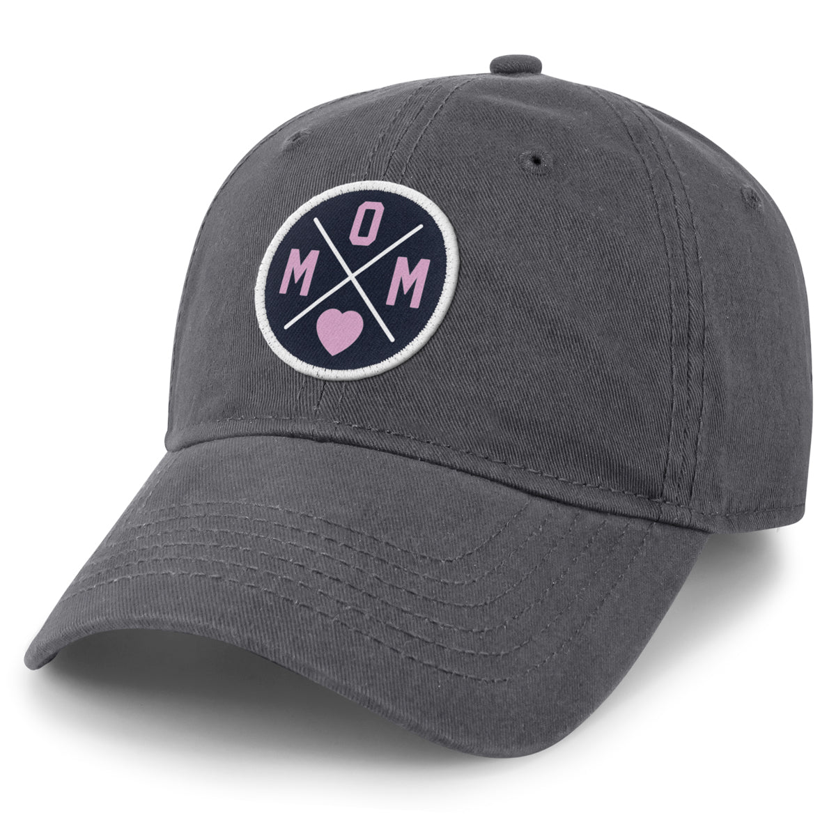 MOM Heart Circle Patch Dad Hat - Chowdaheadz