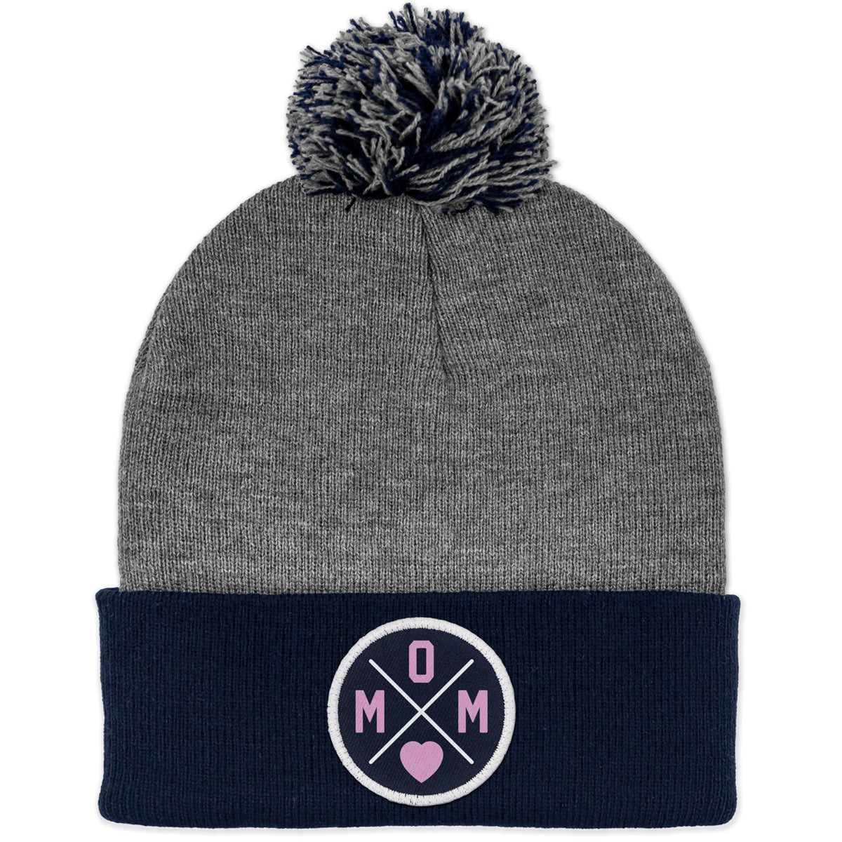Mom Heart Circle Patch Two Tone Knit - Chowdaheadz