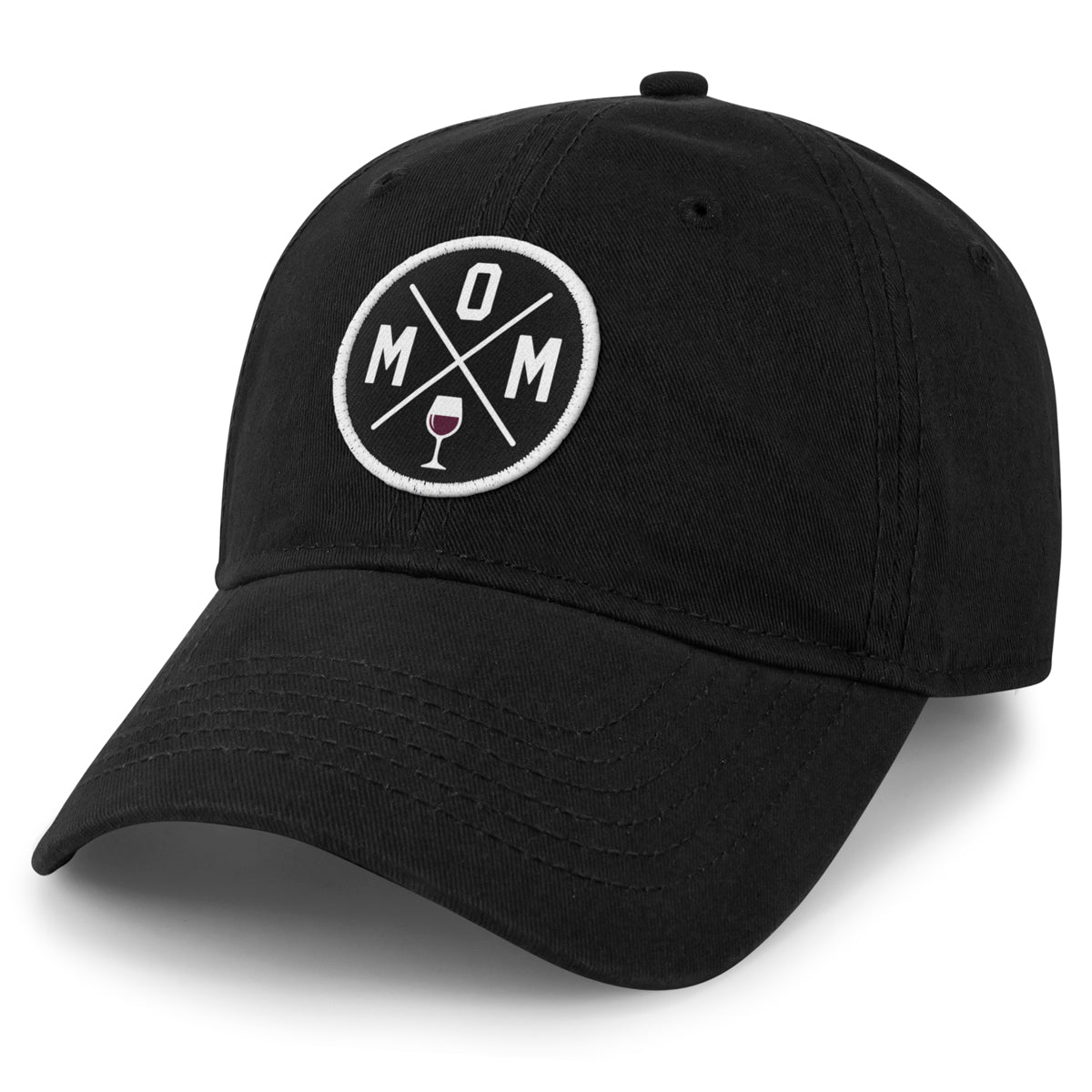 MOM Wine Circle Patch Dad Hat - Chowdaheadz