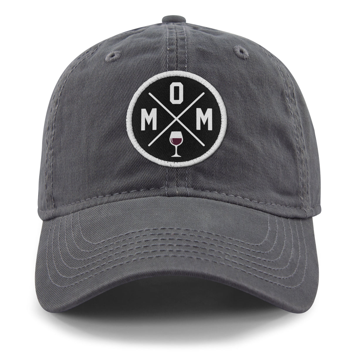 MOM Wine Circle Patch Dad Hat - Chowdaheadz