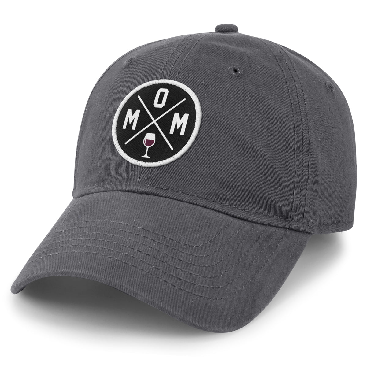 MOM Wine Circle Patch Dad Hat - Chowdaheadz