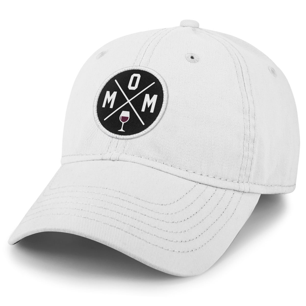 MOM Wine Circle Patch Dad Hat - Chowdaheadz