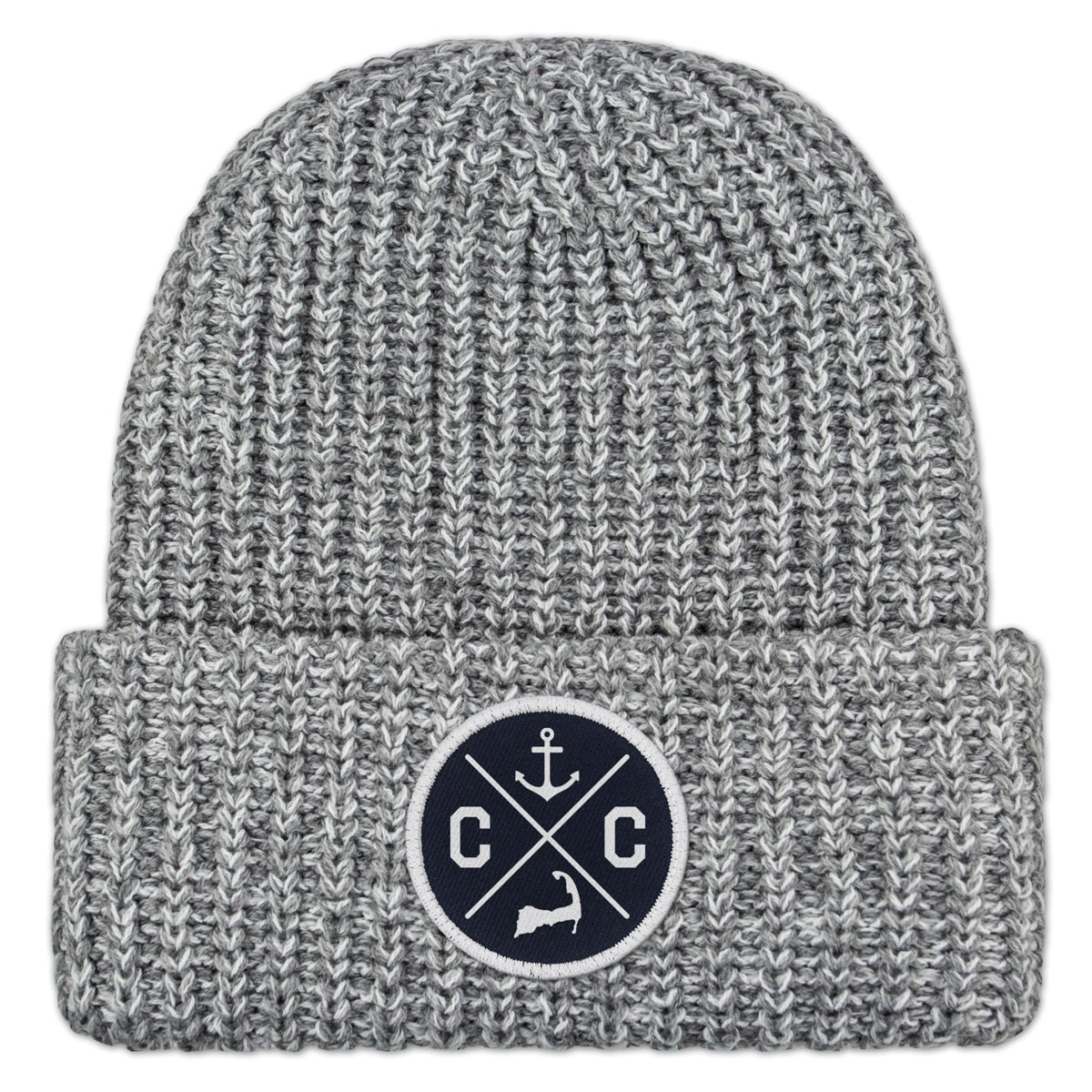 Cape Cod Circle Emblem Chunky Knit Winter Hat - Chowdaheadz