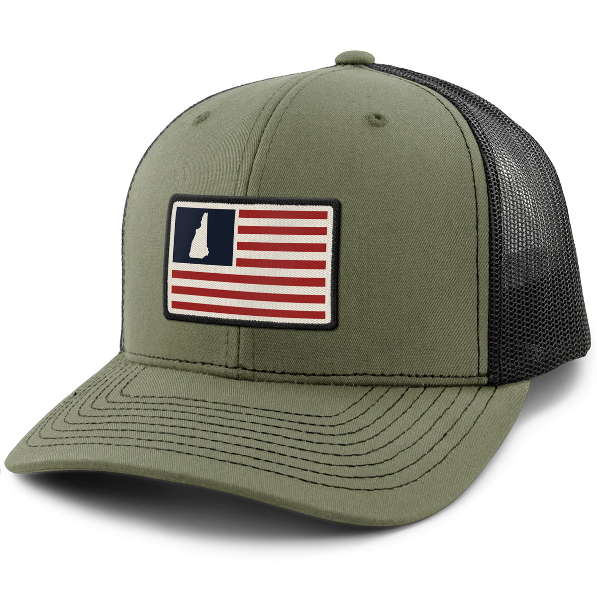 New Hampshire USA Flag Patch Classic Snapback Trucker Hat