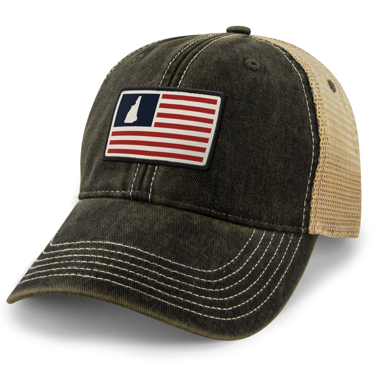 New Hampshire USA Flag Patch Dirty Water Trucker Hat
