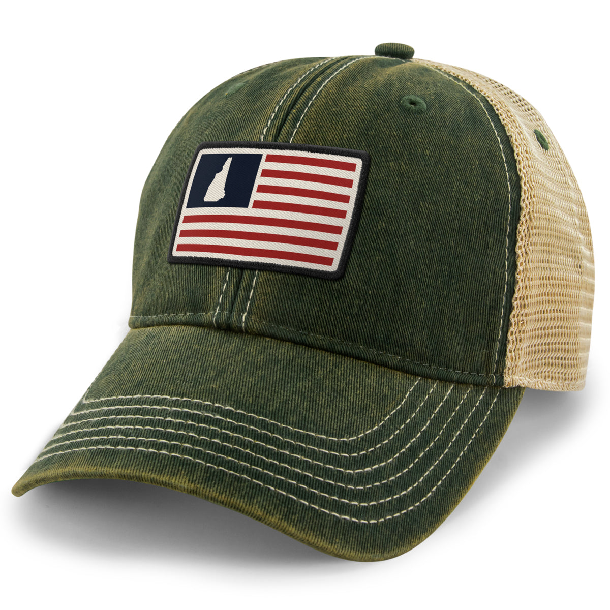 New Hampshire USA Flag Patch Dirty Water Trucker Hat