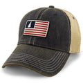 NH USA Flag Patch dirty water trucker in navy — NH-USA flag patch on washed front