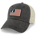 NH USA Flag Patch relaxed trucker in charcoal — NH-USA flag patch on soft front