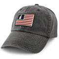 NH USA Flag Patch washed dad hat in charcoal — NH-USA flag patch on washed cotton-twill