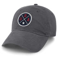 USA Circle Emblem Patch dad hat in charcoal — circle USA emblem patch