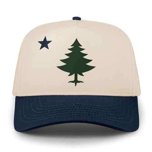 Vintage Maine Flag Printed Retro Snapback Hat - Chowdaheadz