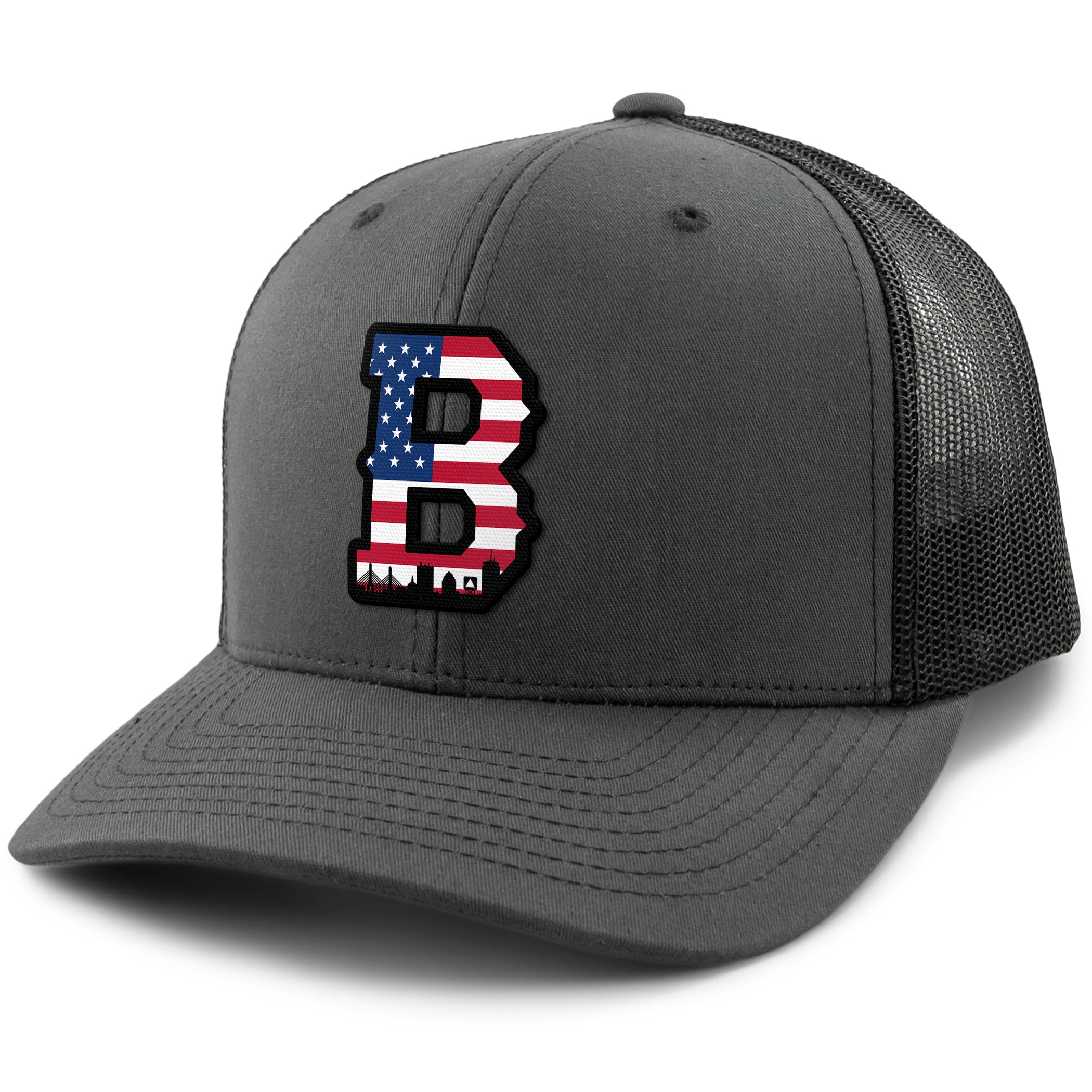 USA Boston Block B Skyline Snapback Trucker Hat | Chowdaheadz