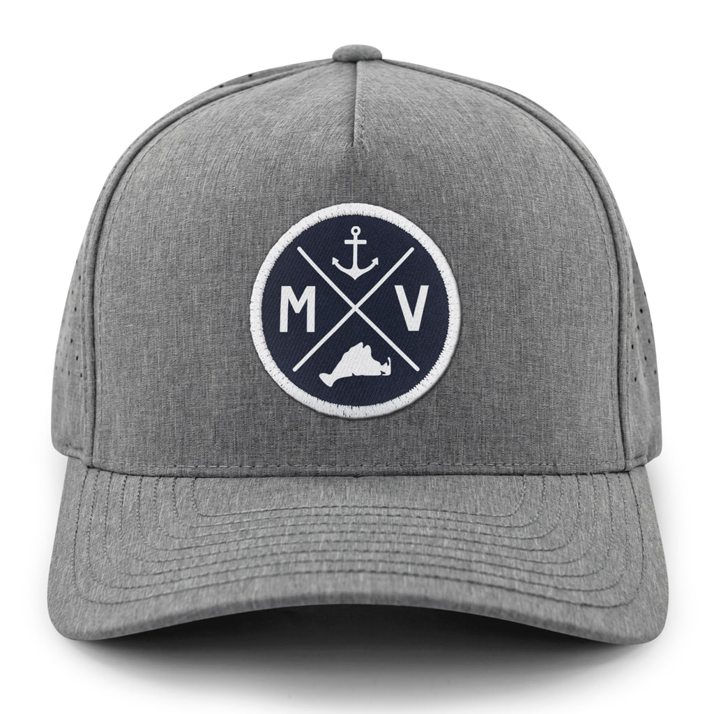Martha's Vineyard Circle Emblem Performance Hat — front view in Gray