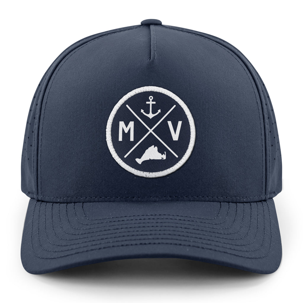 Martha's Vineyard Circle Emblem Performance Hat — front view in Navy