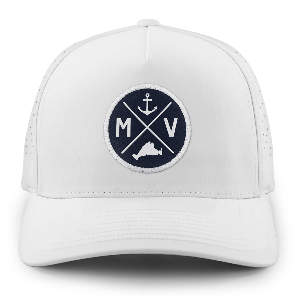 Martha's Vineyard Circle Emblem Performance Hat — front view in White