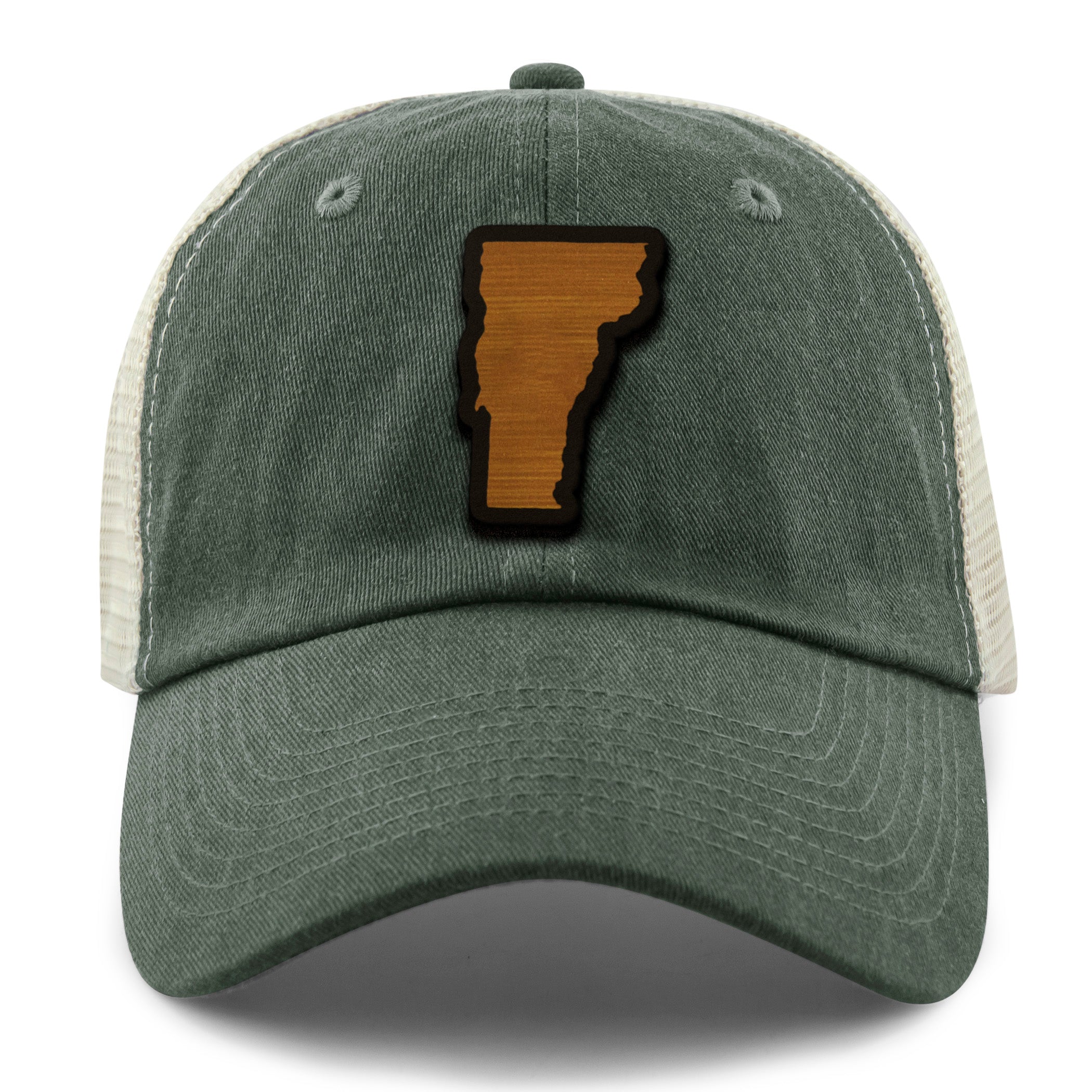 Vermont State Wood Grain Patch Relaxed Trucker Hat