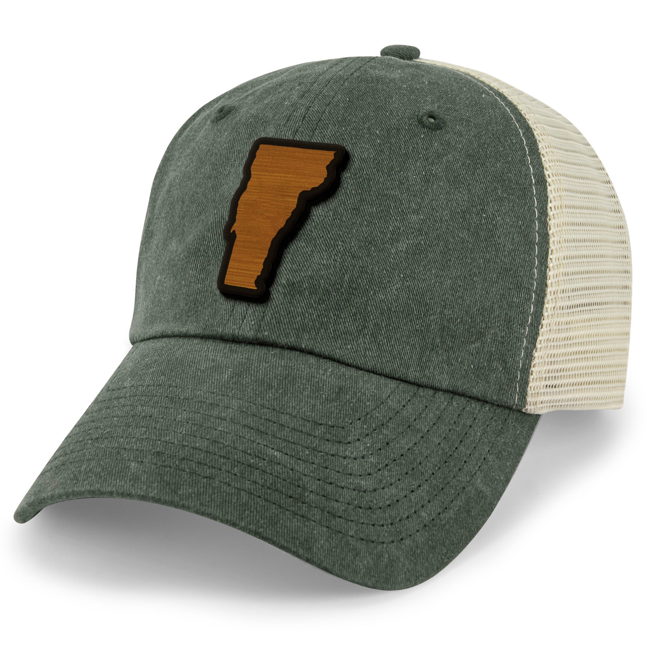 Vermont State Wood Grain Patch Relaxed Trucker Hat