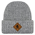 Bigfoot Crossing Sign Wood Grain Patch Chunky Knit Winter Hat - Chowdaheadz