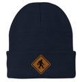 Bigfoot Crossing Sign Wood Grain Patch Cuff Knit - Chowdaheadz