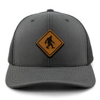 Bigfoot Crossing Sign Wood Grain Patch Classic Snapback Trucker Hat