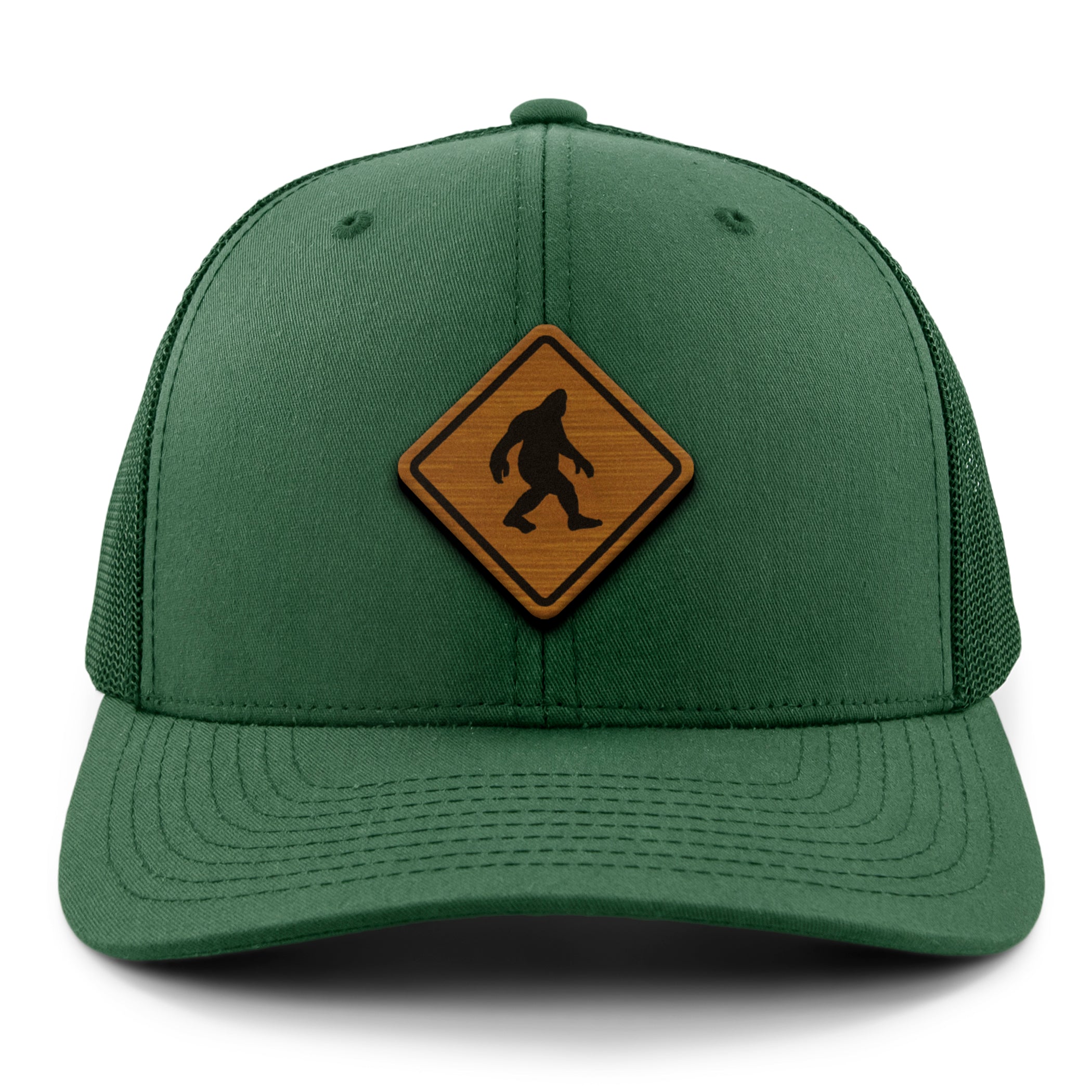 Bigfoot Crossing Sign Wood Grain Patch Classic Snapback Trucker Hat