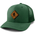 Bigfoot Crossing Sign Wood Grain Patch Classic Snapback Trucker Hat - Chowdaheadz