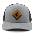 Bigfoot Crossing Sign Wood Grain Patch Classic Snapback Trucker Hat
