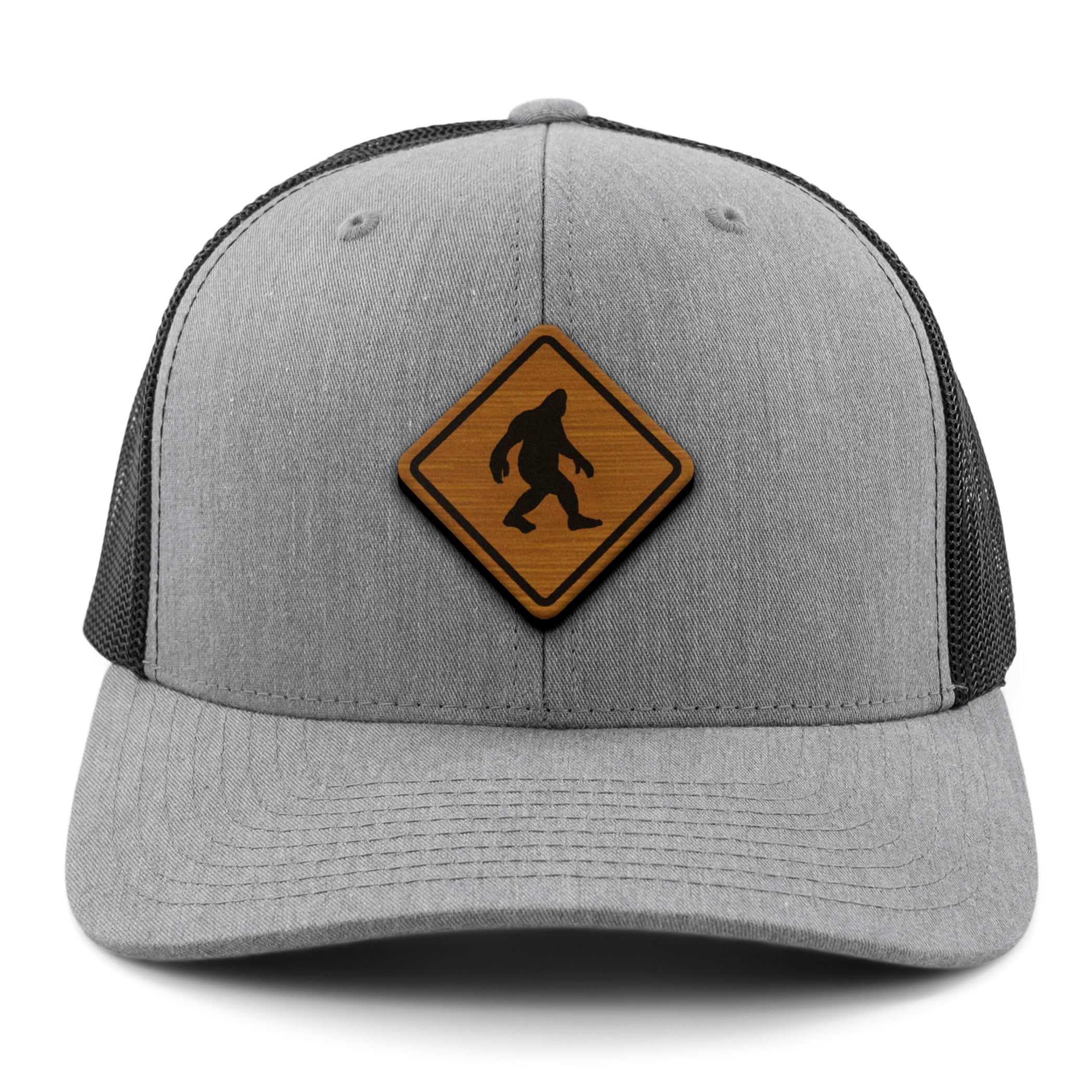 Bigfoot Crossing Sign Wood Grain Patch Classic Snapback Trucker Hat