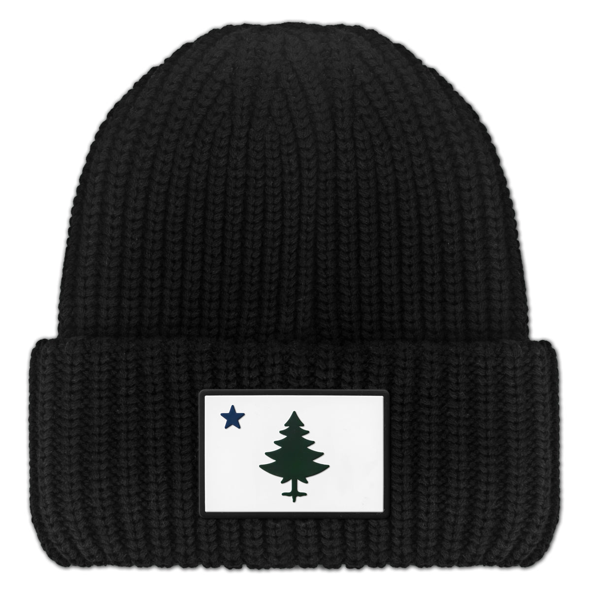 Vintage Maine Flag PVC Chunky Knit Winter Hat