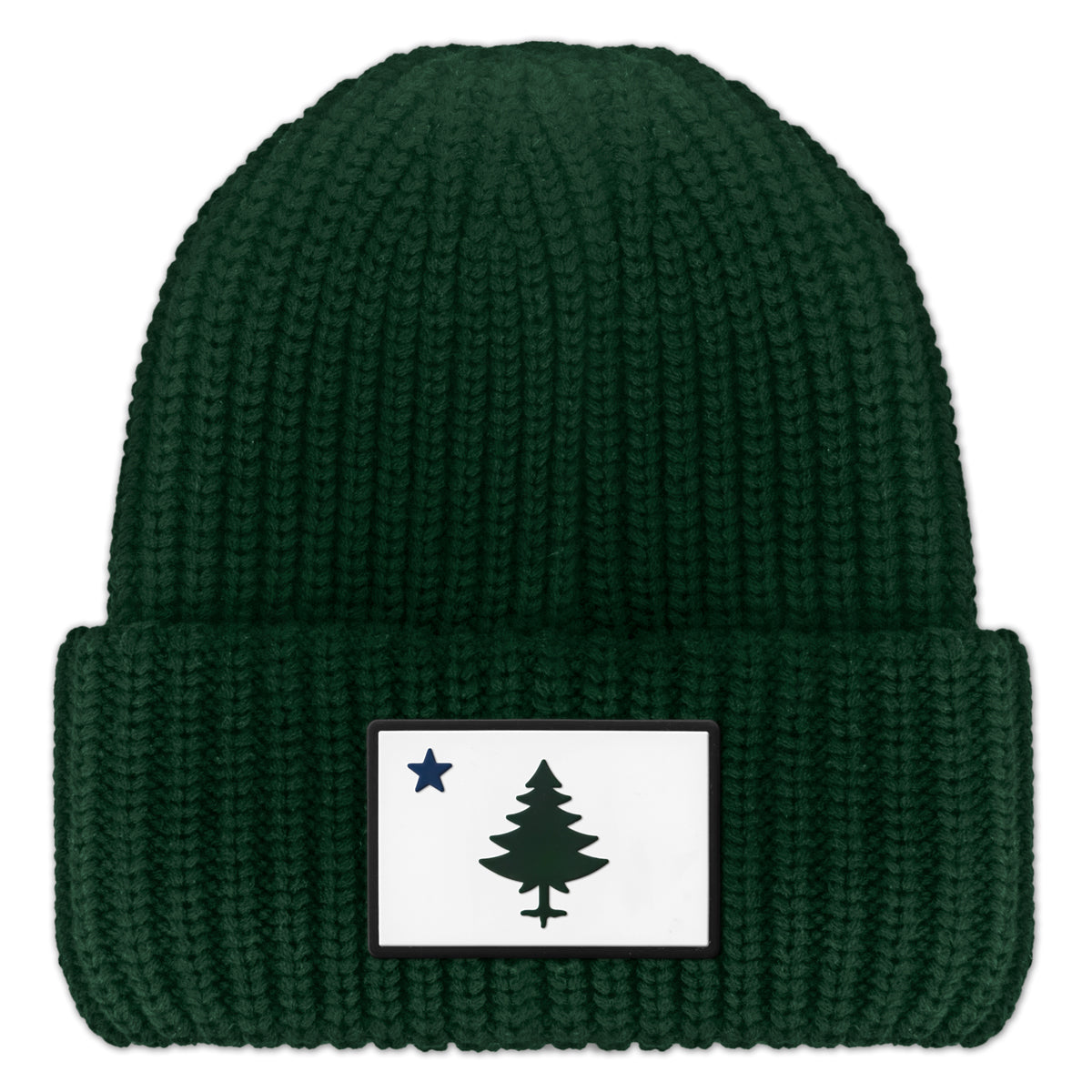 Vintage Maine Flag PVC Chunky Knit Winter Hat