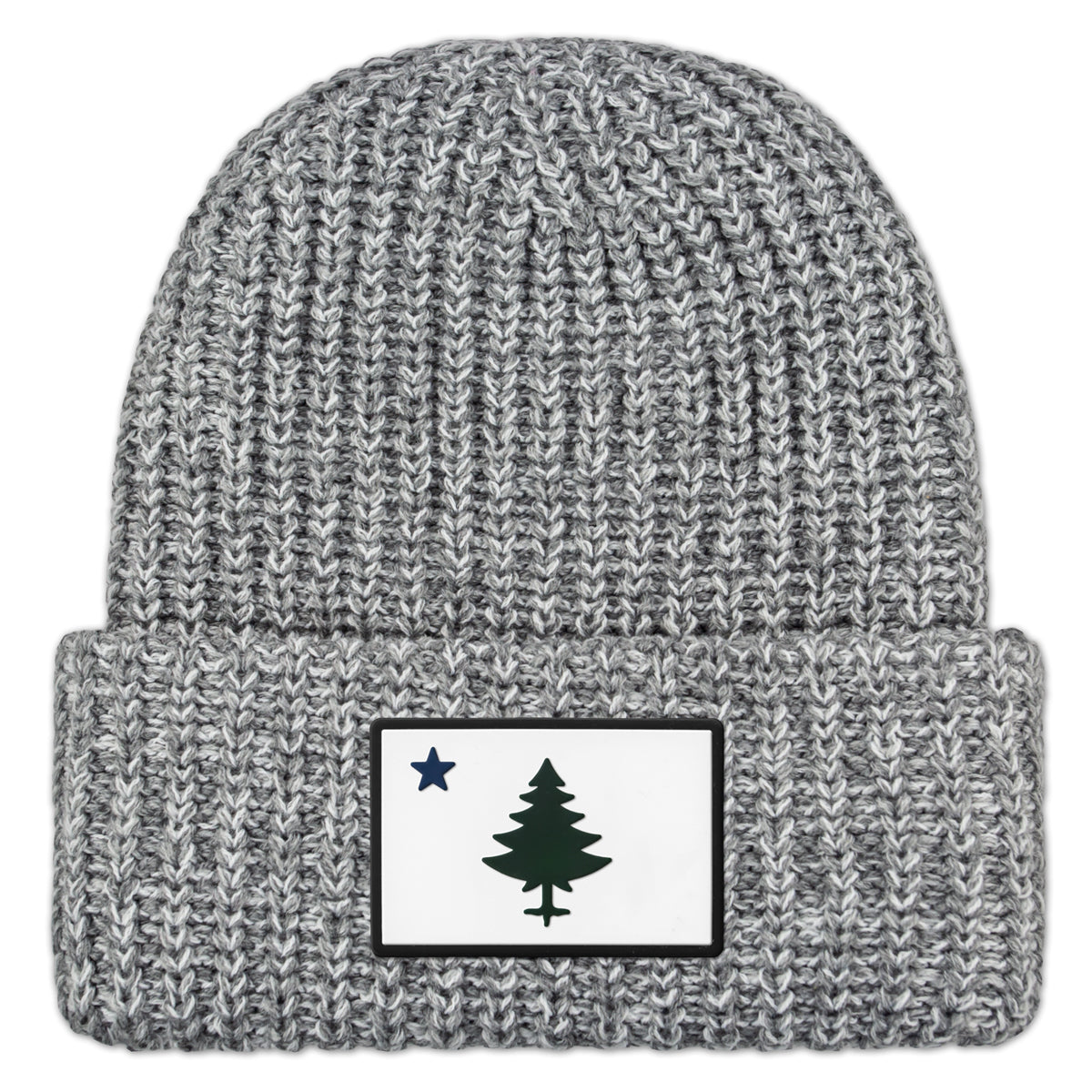 Vintage Maine Flag PVC Chunky Knit Winter Hat