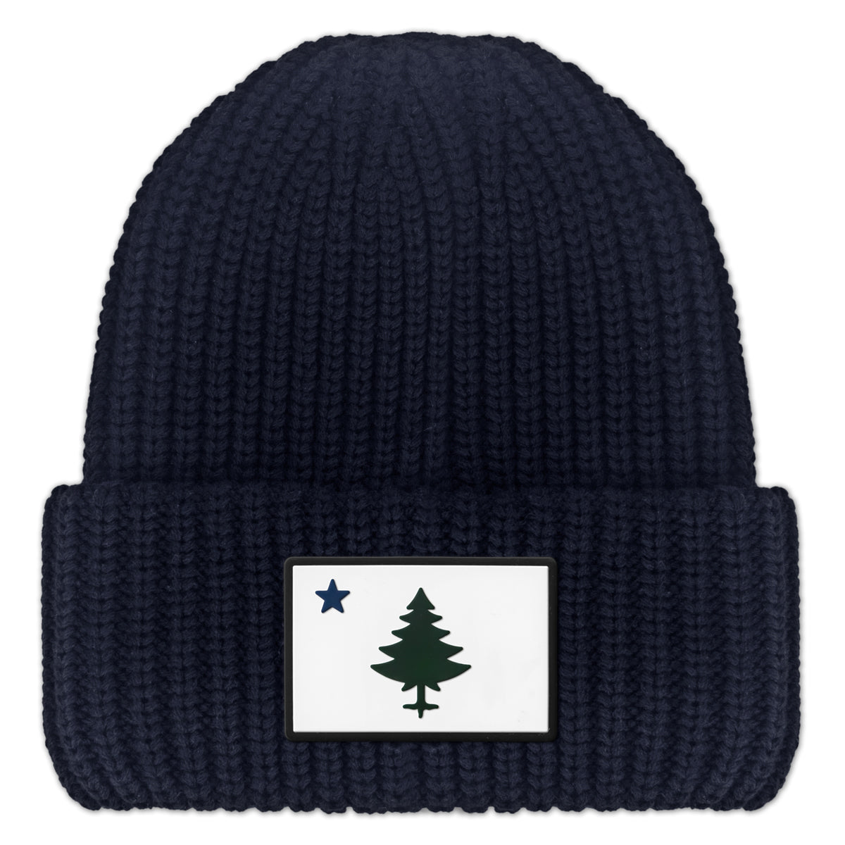 Vintage Maine Flag PVC Chunky Knit Winter Hat