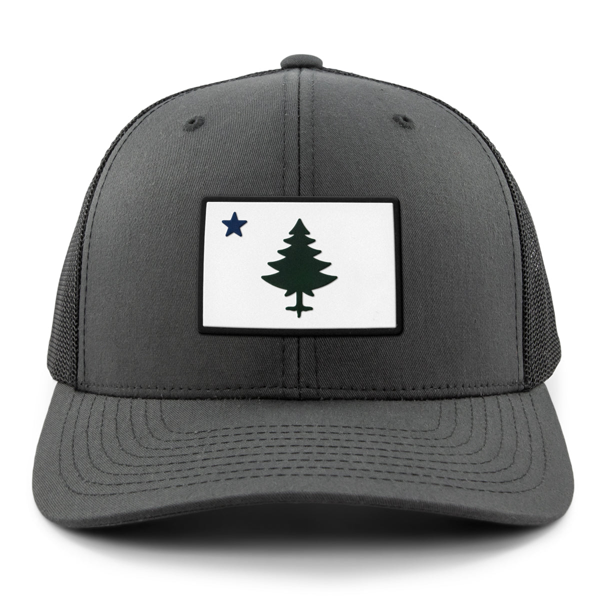 Retro Maine Flag PVC Classic Snapback Trucker Hat - Chowdaheadz