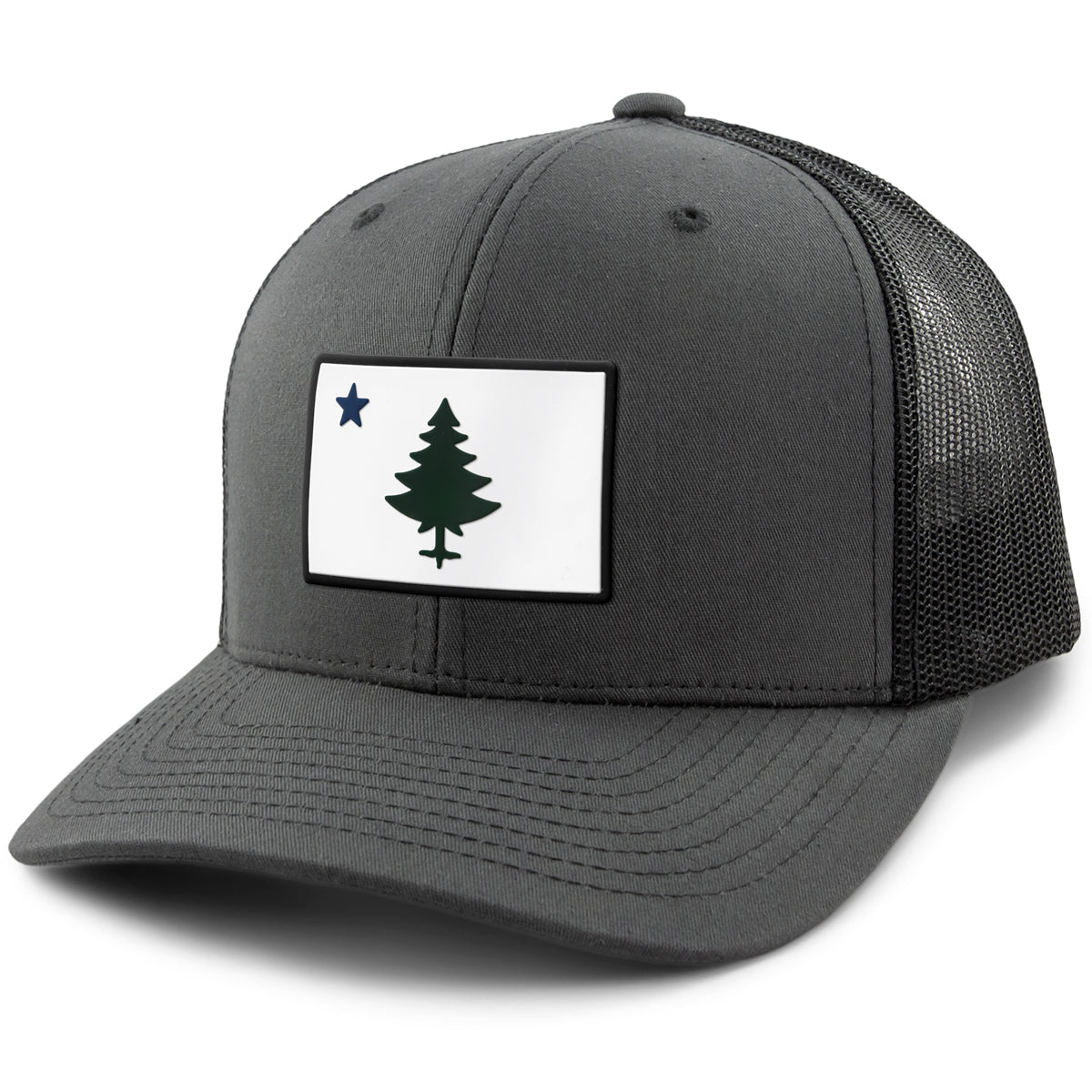 Retro Maine Flag PVC Classic Snapback Trucker Hat - Chowdaheadz