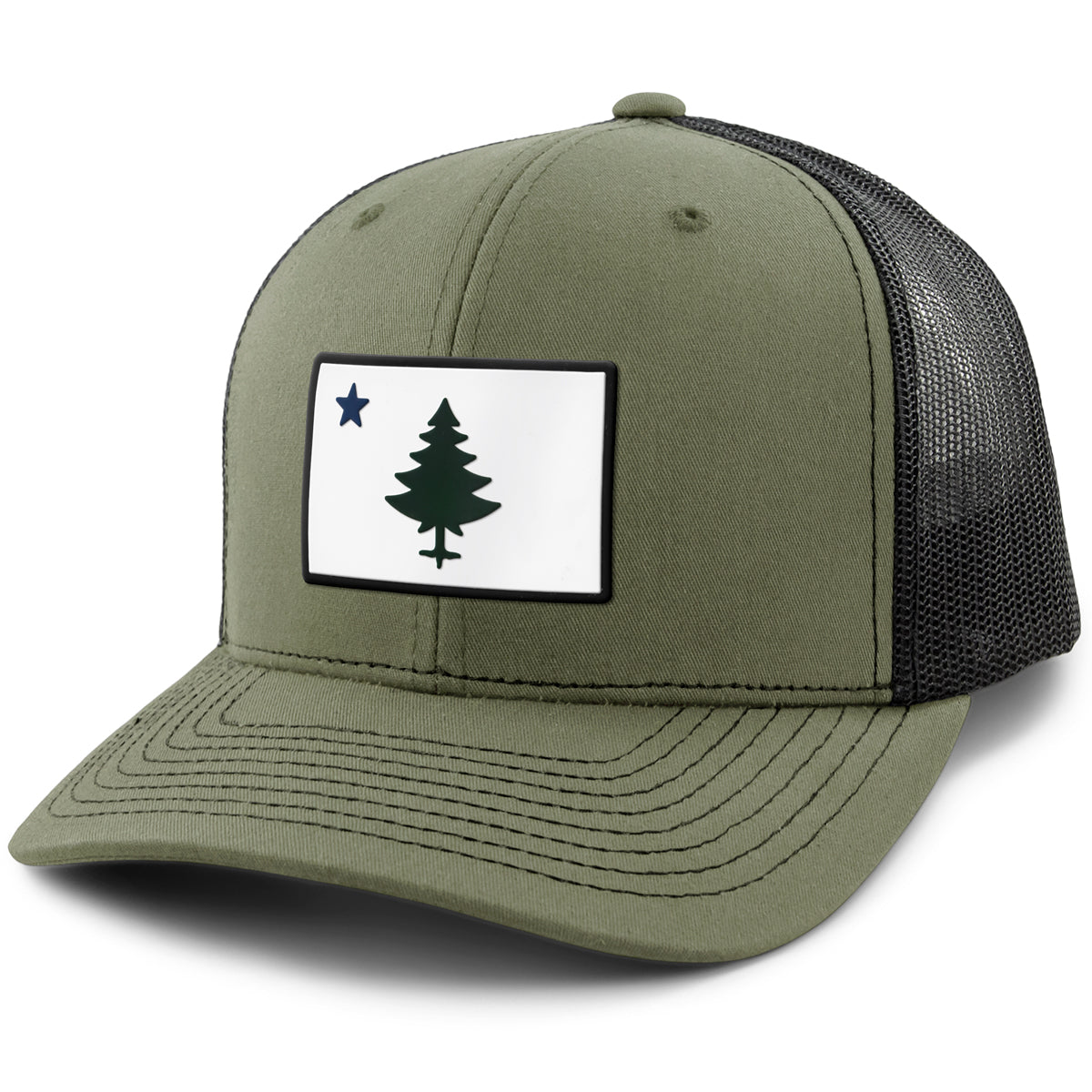 Retro Maine Flag PVC Classic Snapback Trucker Hat - Chowdaheadz