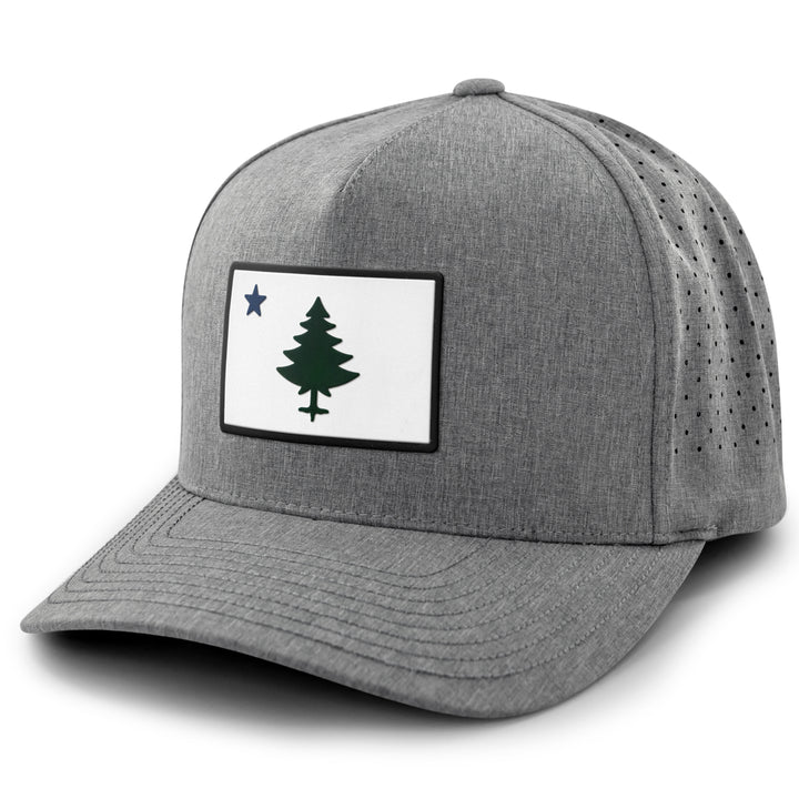 Vintage Maine Flag PVC Performance Hat — main product view in Gray