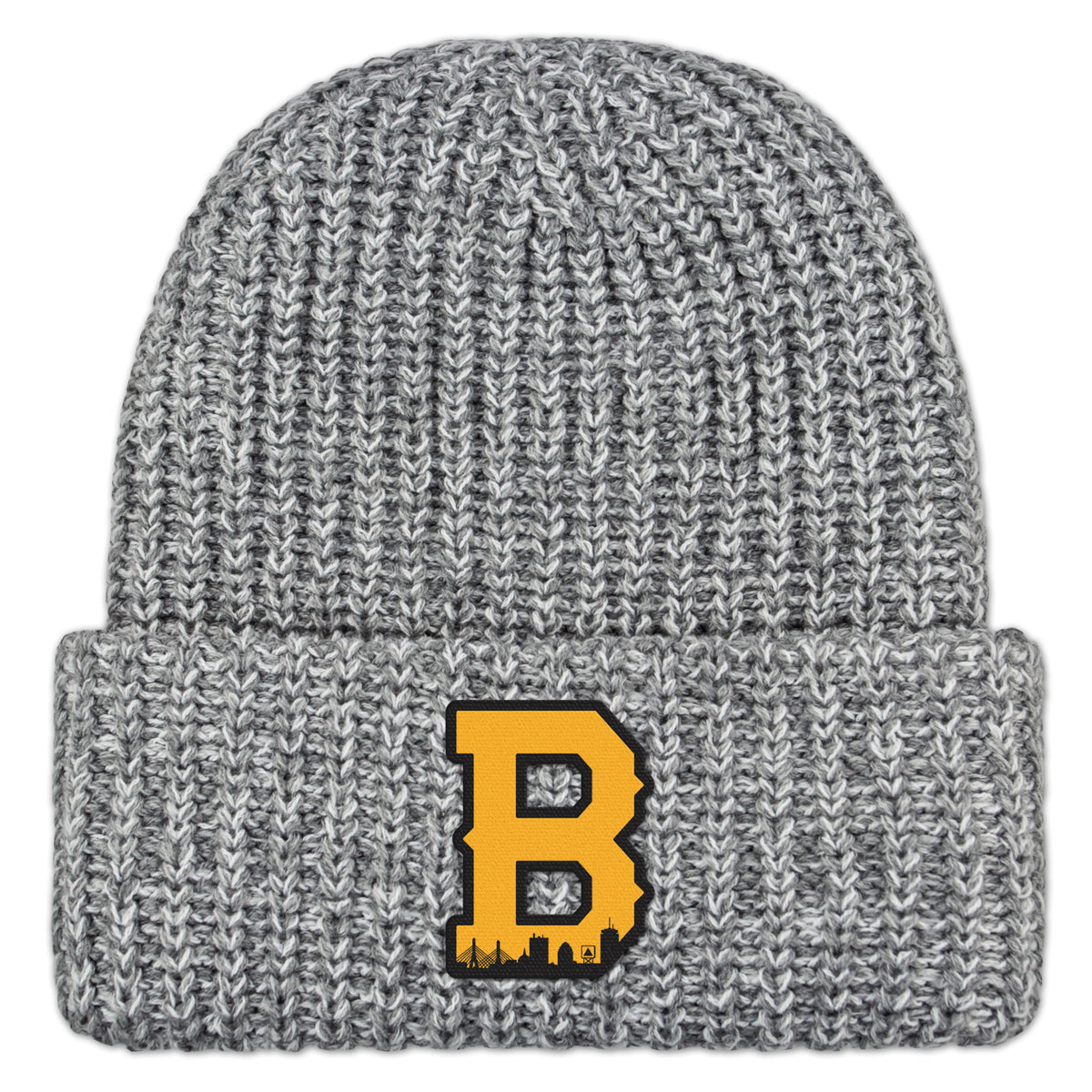 Boston B Black & Gold Skyline Chunky Knit Winter Hat