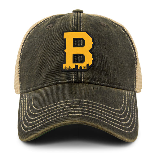 Boston B Skyline Black & Gold Dirty Water Trucker Hat - Chowdaheadz
