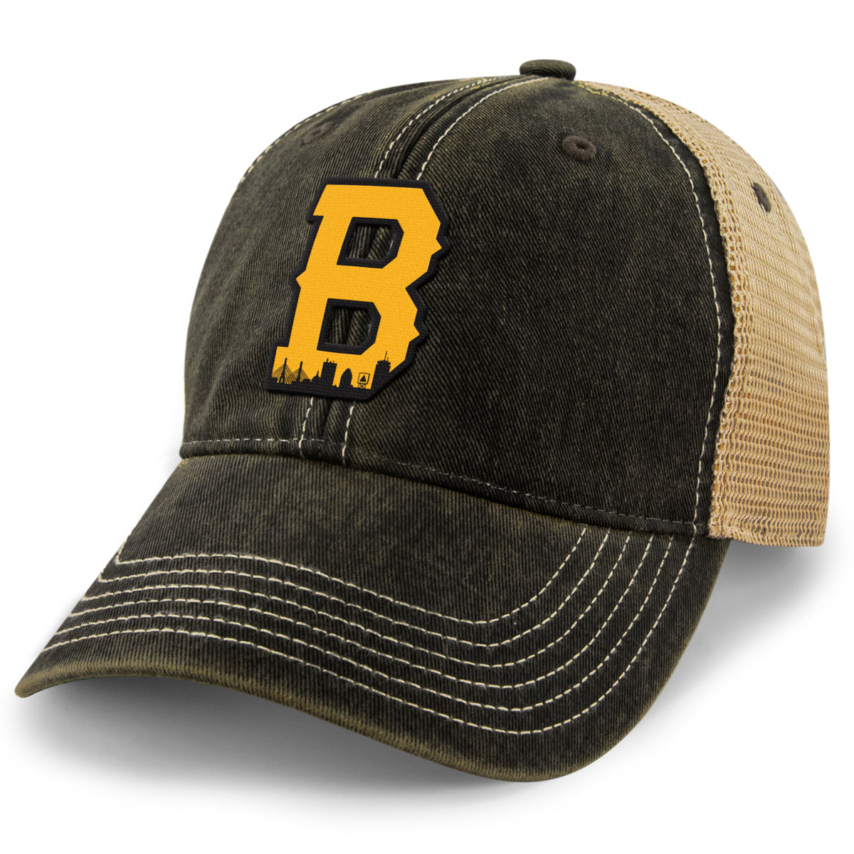 Boston B Skyline Black & Gold Dirty Water Trucker Hat