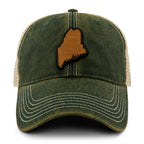 Maine State Wood Grain Patch Dirty Water Trucker Hat