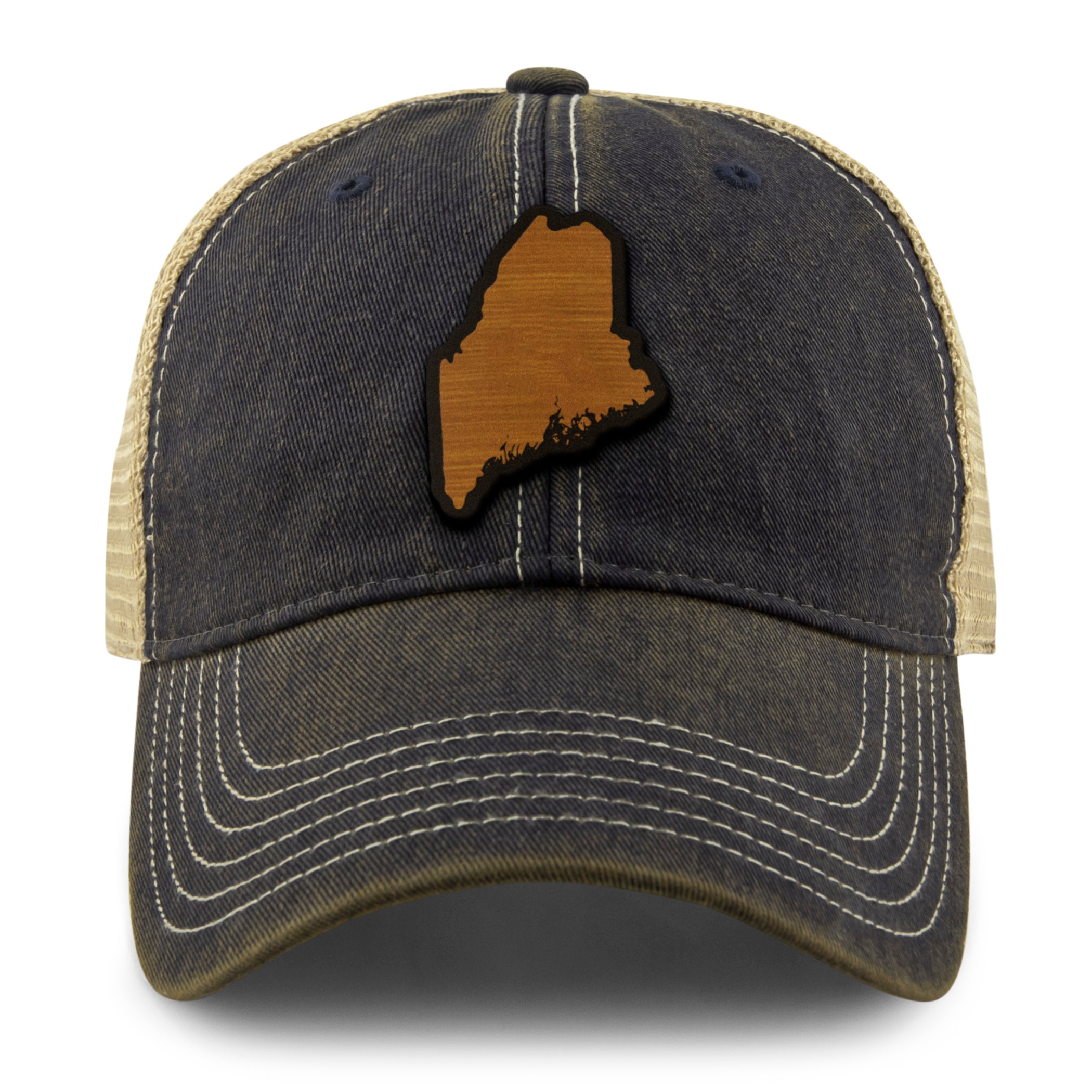Maine State Wood Grain Patch Dirty Water Trucker Hat