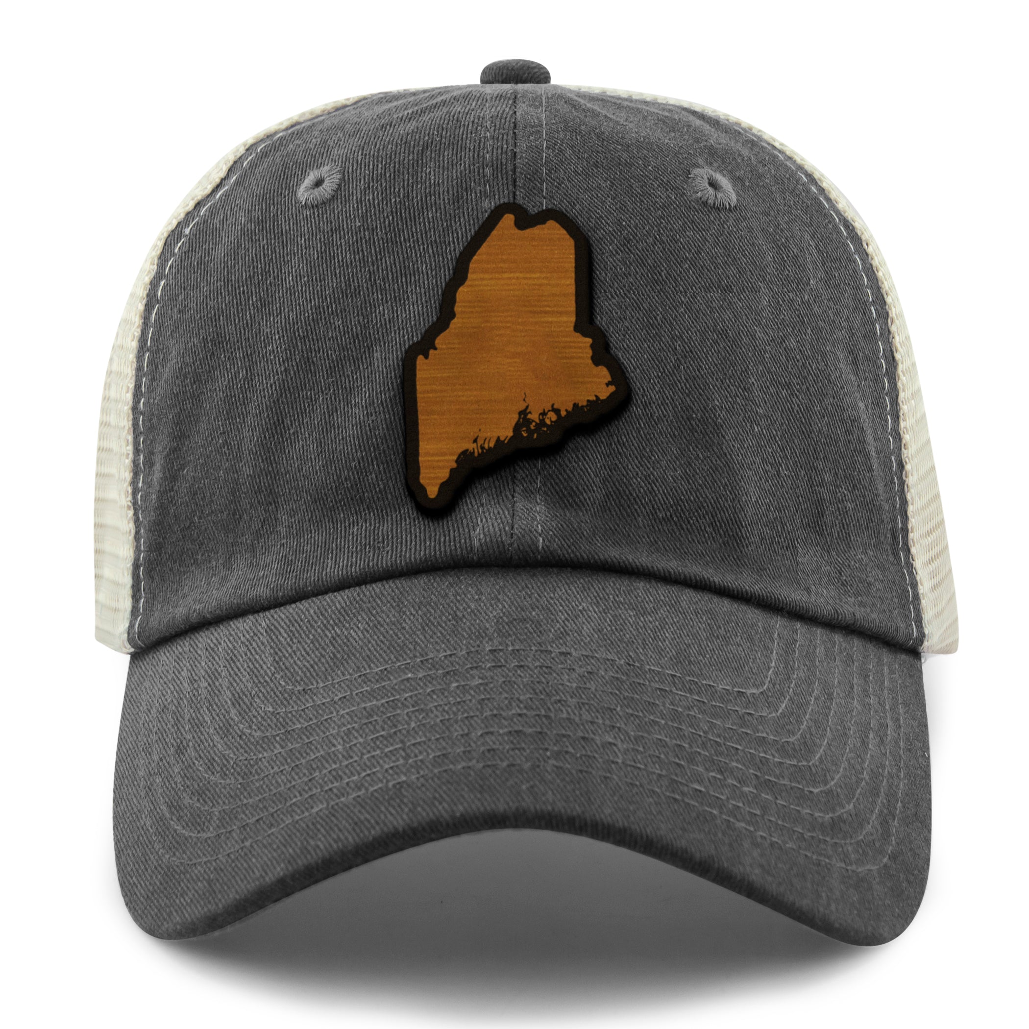Maine State Wood Grain Patch Relaxed Trucker Hat