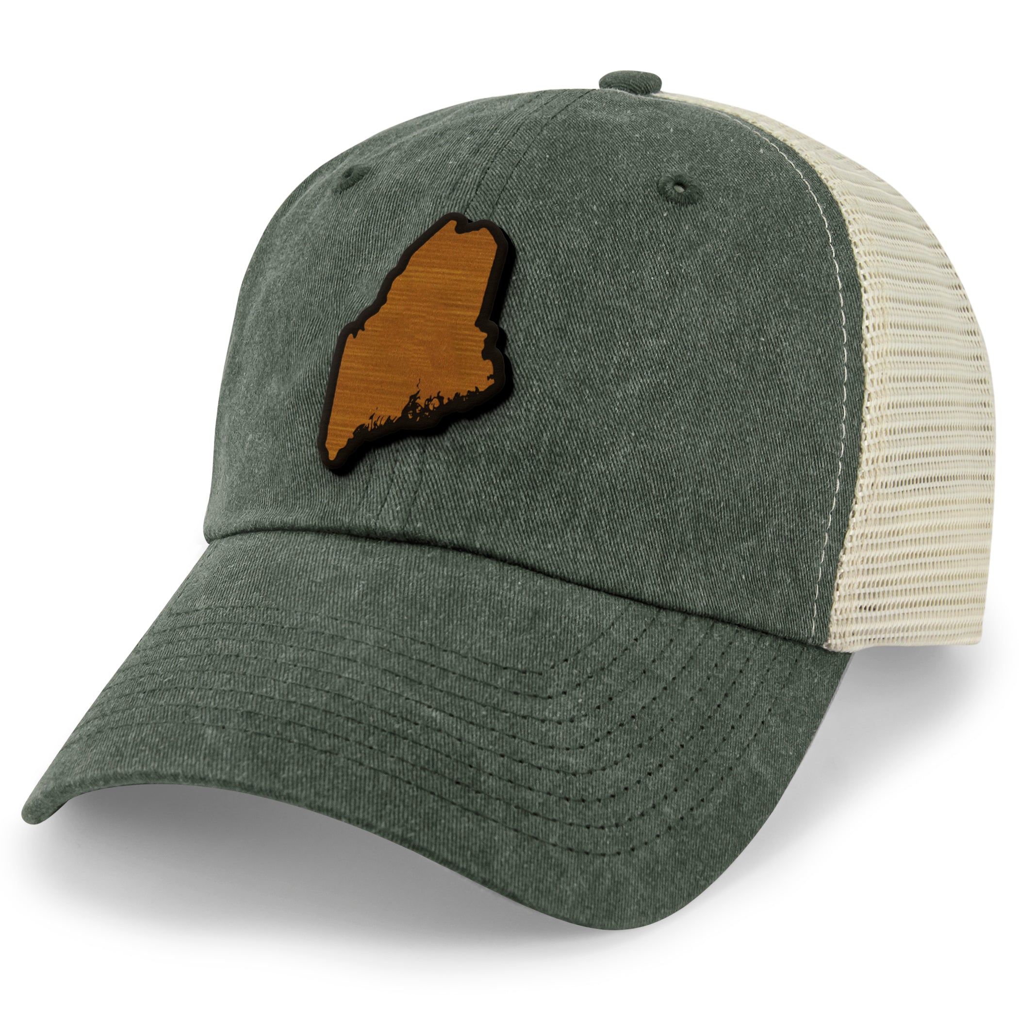 Maine State Wood Grain Patch Relaxed Trucker Hat