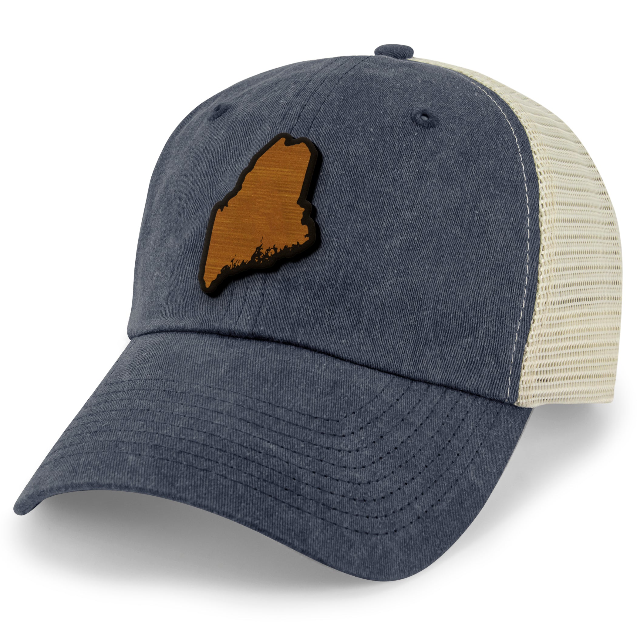 Maine State Wood Grain Patch Relaxed Trucker Hat