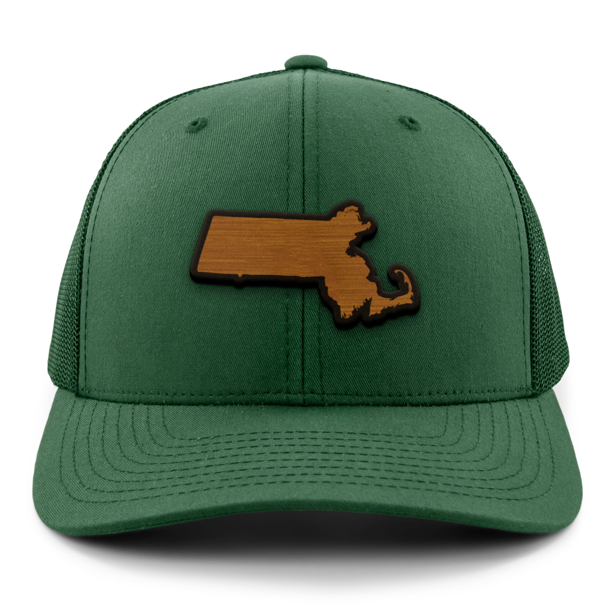 Massachusetts State Wood Grain Patch Classic Snapback Trucker Hat