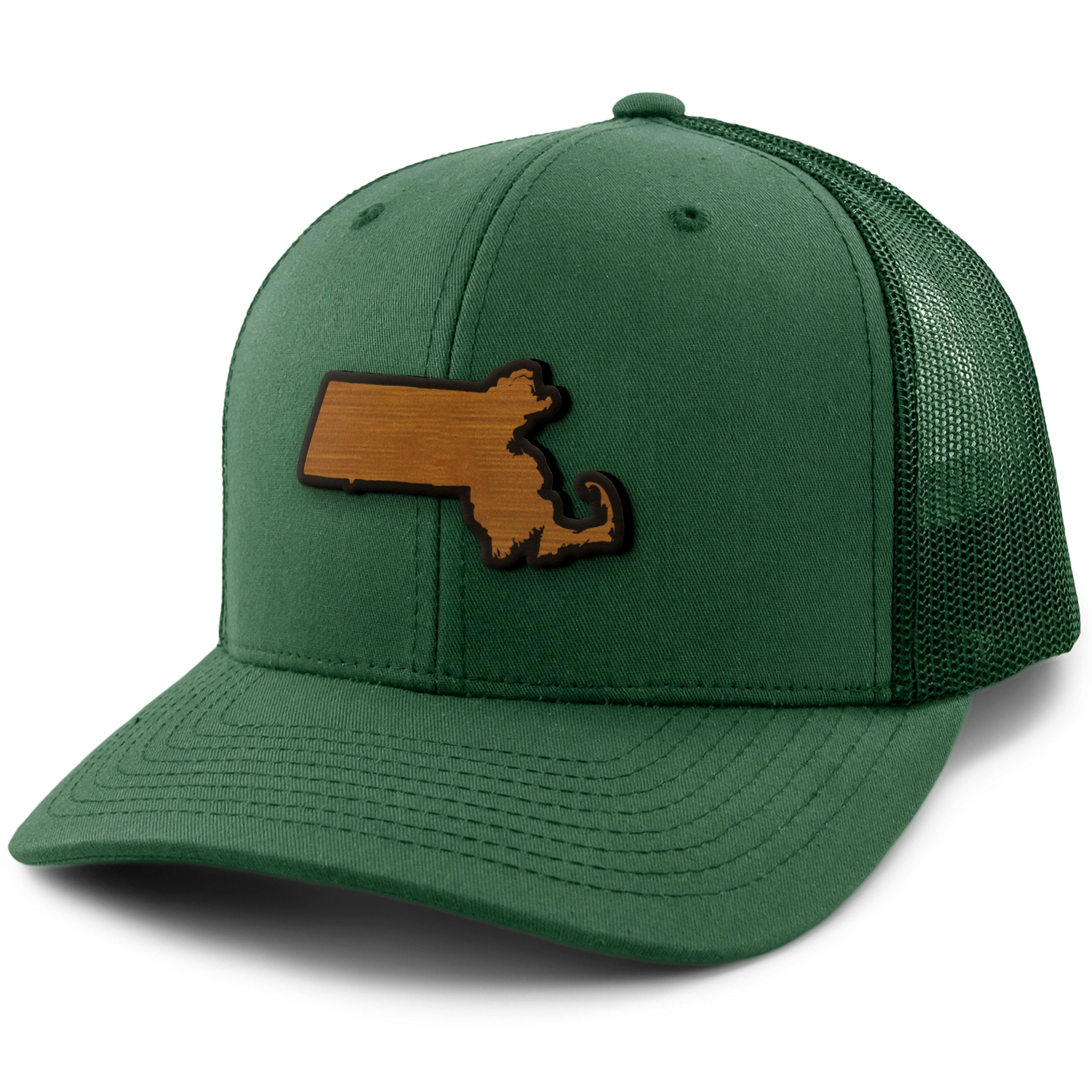 Massachusetts State Wood Grain Patch Classic Snapback Trucker Hat