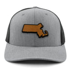 Massachusetts State Wood Grain Patch Classic Snapback Trucker Hat