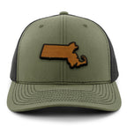 Massachusetts State Wood Grain Patch Classic Snapback Trucker Hat
