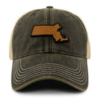 Massachusetts State Wood Grain Patch Dirty Water Trucker Hat